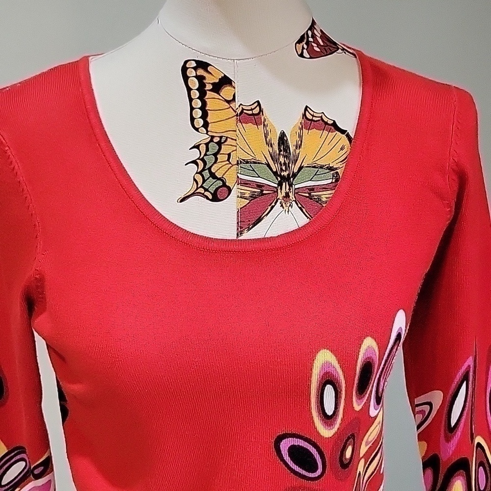 Alison SHERI red 70's psycadelic looking pattern. Size is Small - Picture 6 of 9